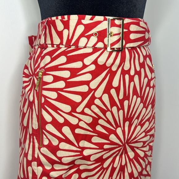 Talbots Petites Floral coral pencil skirt with belt women’s size 16P - Picture 2 of 6